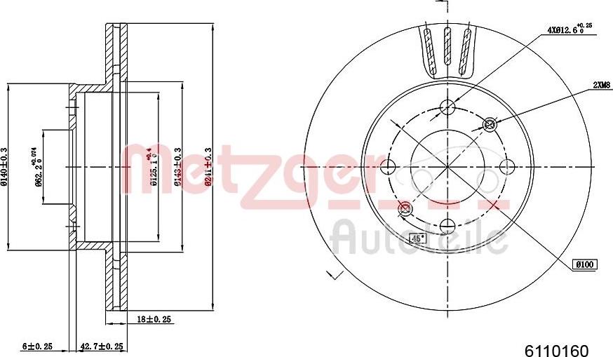 Metzger 6110160 - Bremžu diski ps1.lv