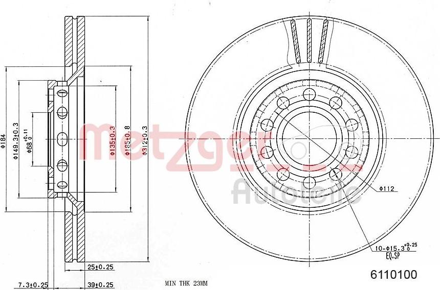 Metzger 6110100 - Bremžu diski ps1.lv