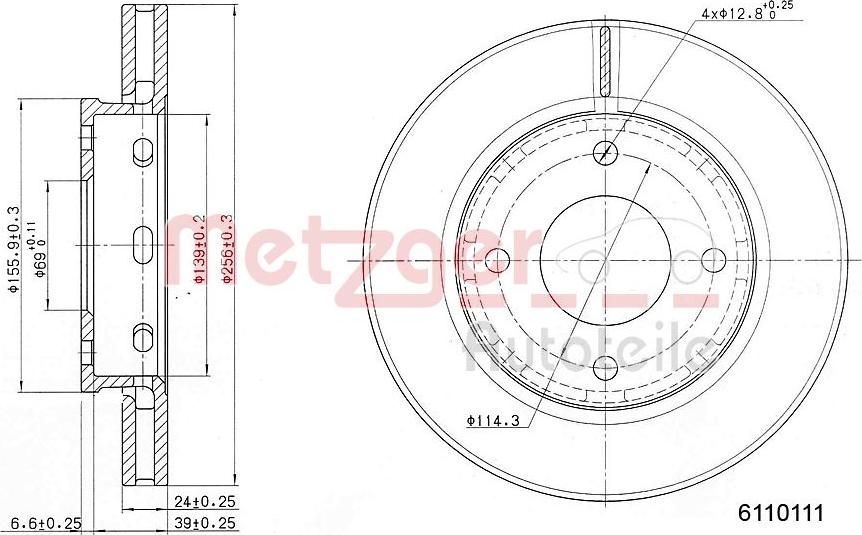 Metzger 6110111 - Bremžu diski ps1.lv