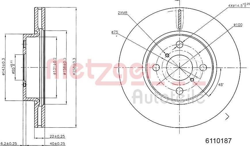 Metzger 6110187 - Bremžu diski ps1.lv