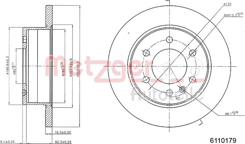 Metzger 6110179 - Bremžu diski ps1.lv