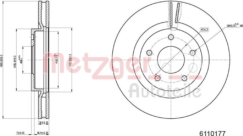 Metzger 6110177 - Bremžu diski ps1.lv