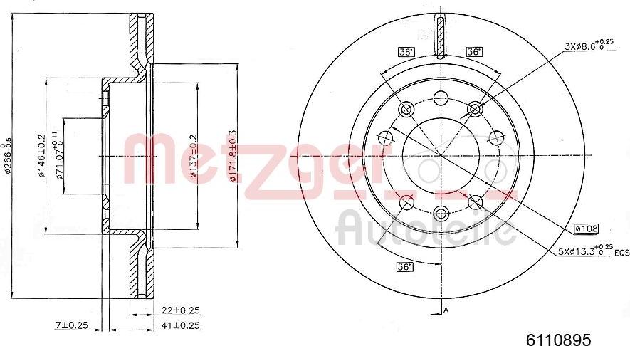 Metzger 6110895 - Bremžu diski ps1.lv