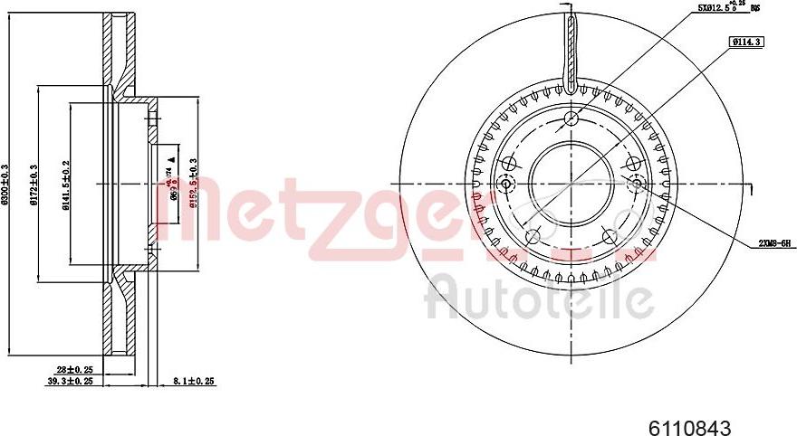 Metzger 6110843 - Bremžu diski ps1.lv