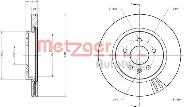 Metzger 6110808 - Bremžu diski ps1.lv