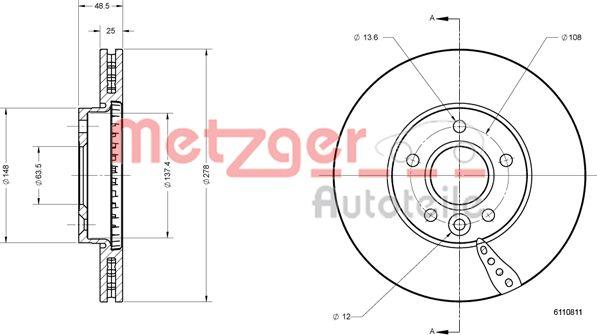 Metzger 6110811 - Bremžu diski ps1.lv