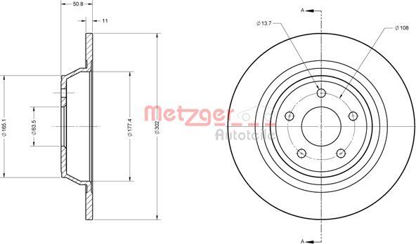 Metzger 6110813 - Bremžu diski ps1.lv