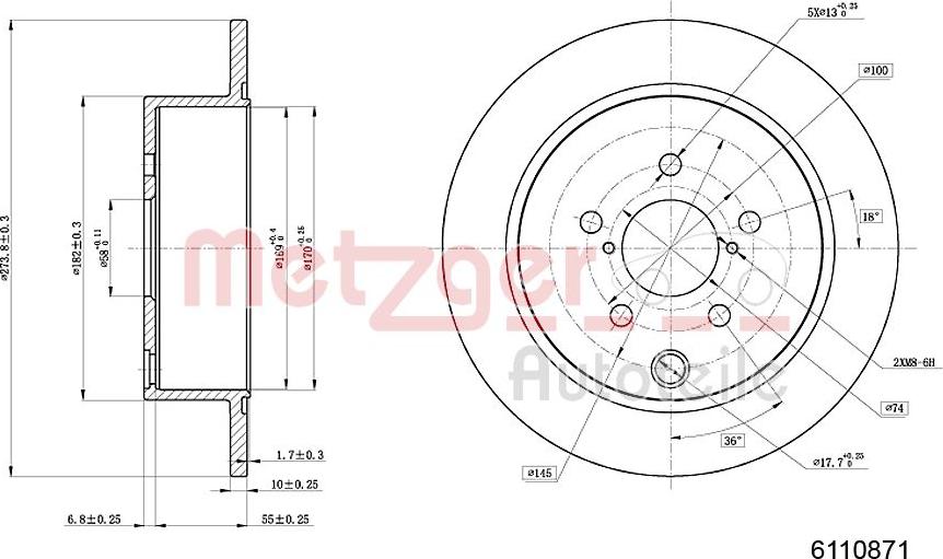 Metzger 6110871 - Bremžu diski ps1.lv