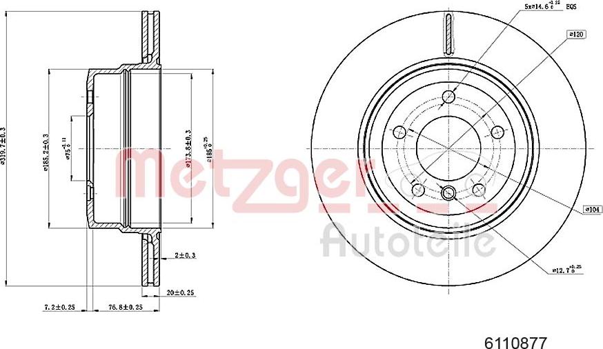 Metzger 6110877 - Bremžu diski ps1.lv