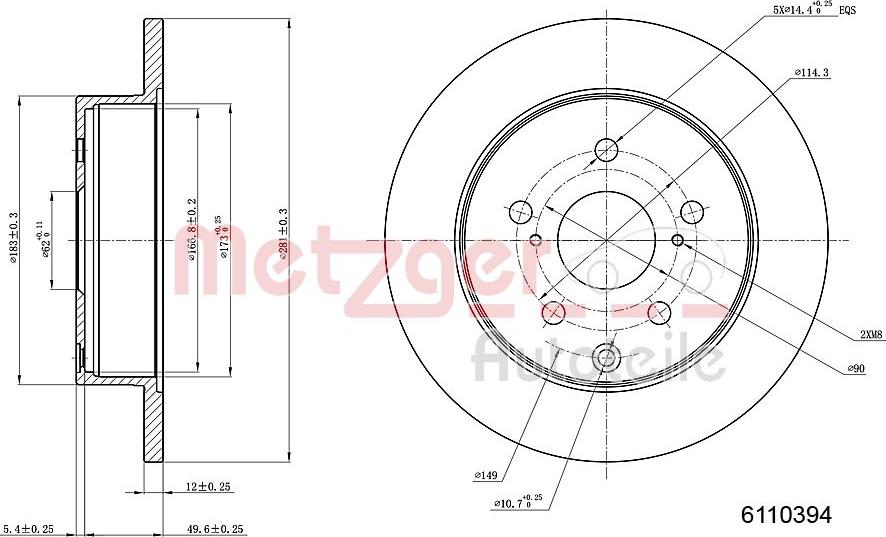 Metzger 6110394 - Bremžu diski ps1.lv