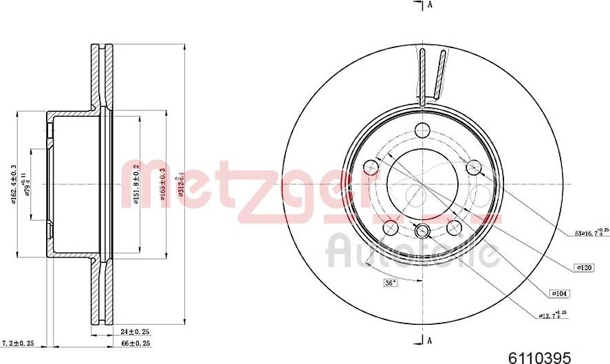 Metzger 6110395 - Bremžu diski ps1.lv