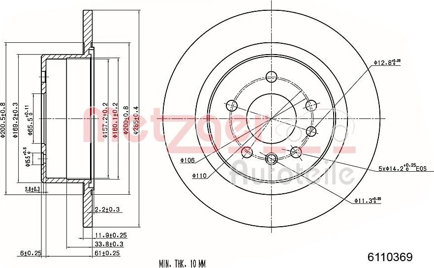 Metzger 6110369 - Bremžu diski ps1.lv