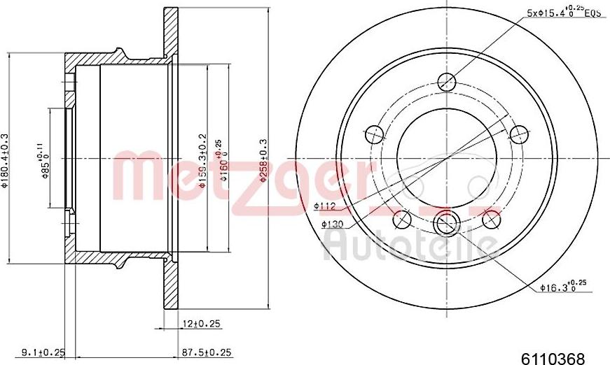 Metzger 6110368 - Bremžu diski ps1.lv