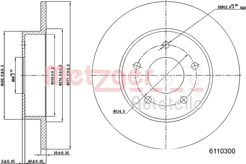 Metzger 6110300 - Bremžu diski ps1.lv