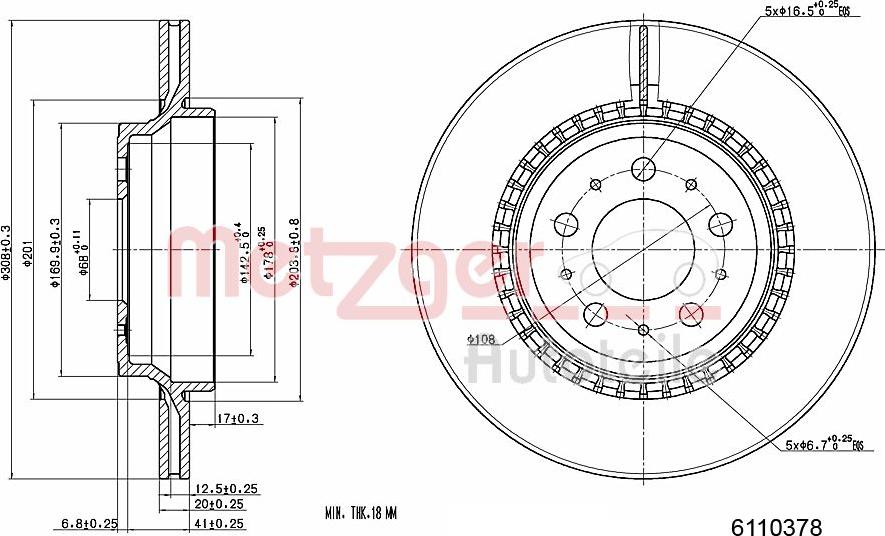 Metzger 6110378 - Bremžu diski ps1.lv