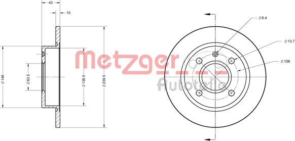 Metzger 6110243 - Bremžu diski ps1.lv