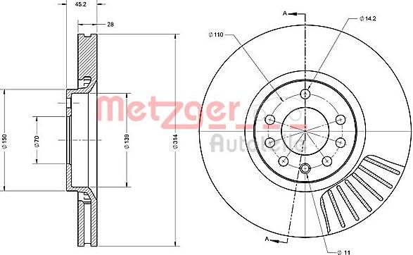 Metzger 6110251 - Bremžu diski ps1.lv