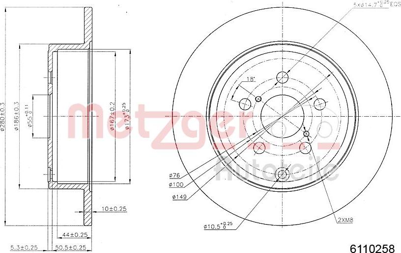 Metzger 6110258 - Bremžu diski ps1.lv