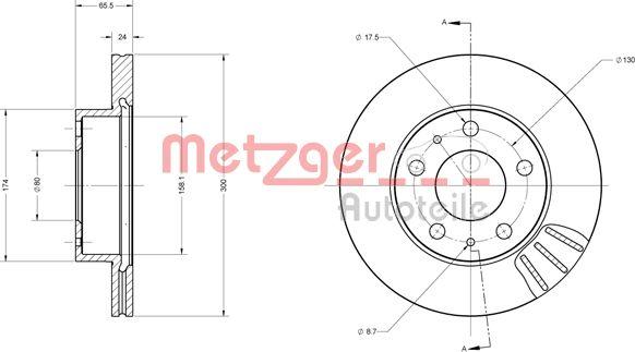 Metzger 6110252 - Bremžu diski ps1.lv