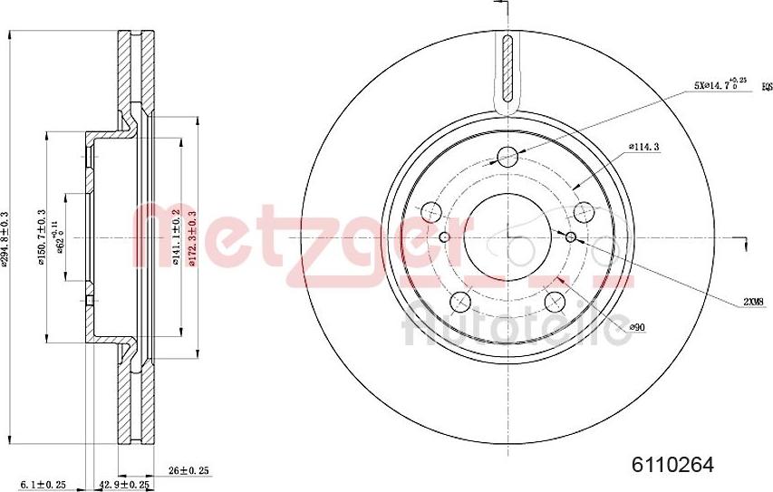 Metzger 6110264 - Bremžu diski ps1.lv