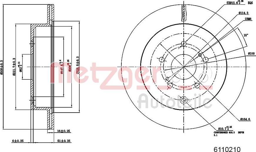 Metzger 6110210 - Bremžu diski ps1.lv