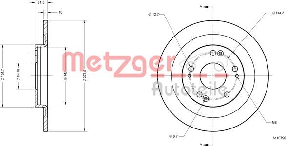 Metzger 6110790 - Bremžu diski ps1.lv