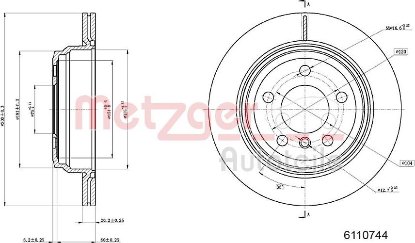 Metzger 6110744 - Bremžu diski ps1.lv