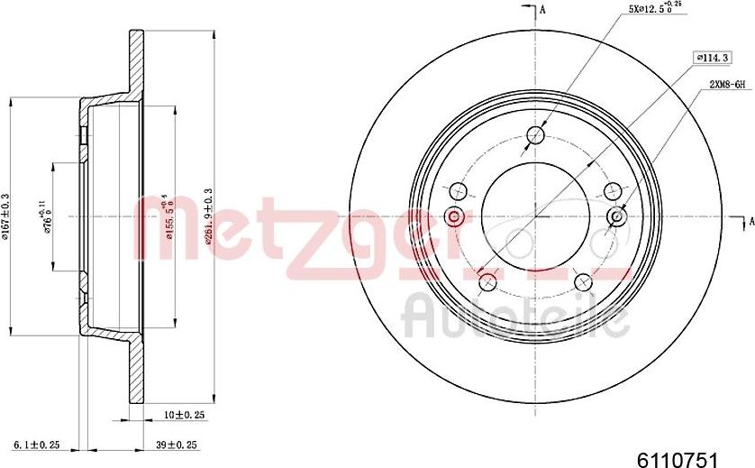 Metzger 6110751 - Bremžu diski ps1.lv