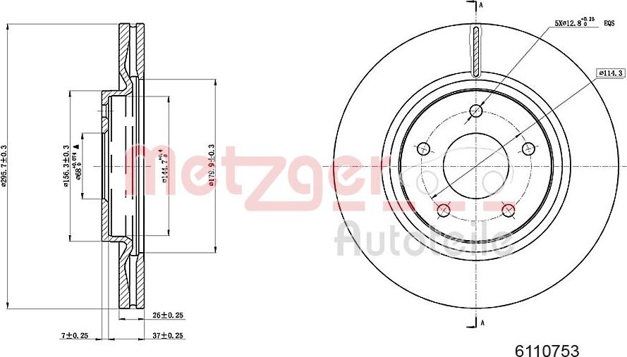 Metzger 6110753 - Bremžu diski ps1.lv