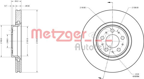 Metzger 6110764 - Bremžu diski ps1.lv