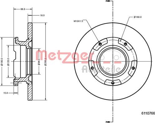 Metzger 6110766 - Bremžu diski ps1.lv