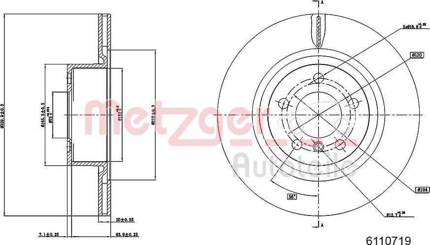 Metzger 6110719 - Bremžu diski ps1.lv