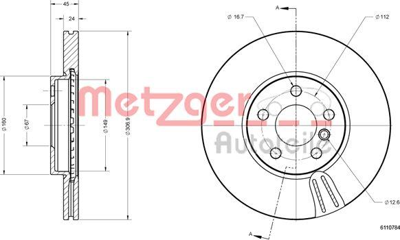 Metzger 6110784 - Bremžu diski ps1.lv