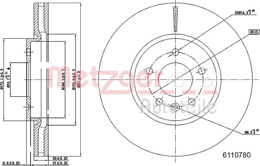 Metzger 6110780 - Bremžu diski ps1.lv