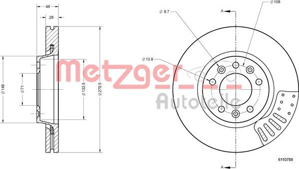 Metzger 6110788 - Bremžu diski ps1.lv