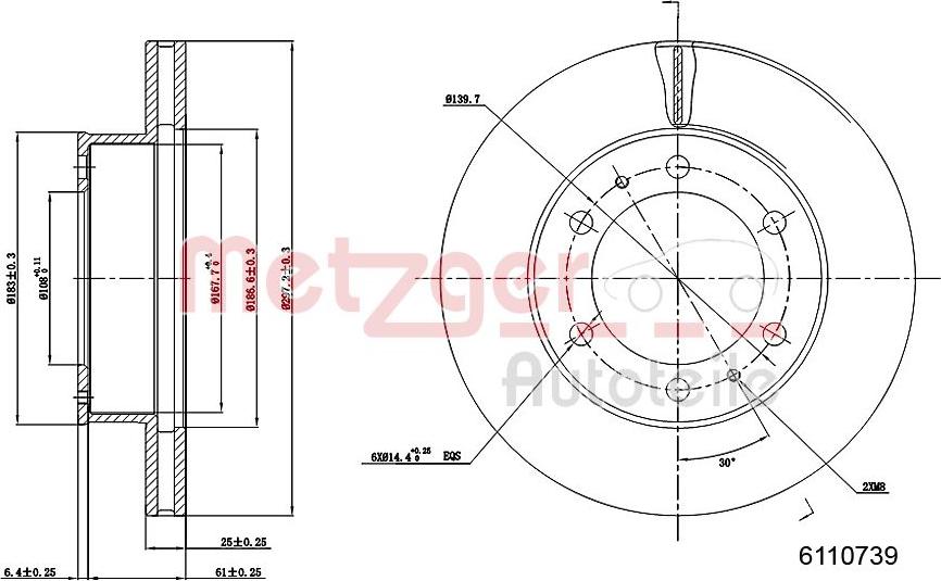 Metzger 6110739 - Bremžu diski ps1.lv