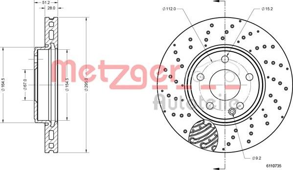 Metzger 6110735 - Bremžu diski ps1.lv