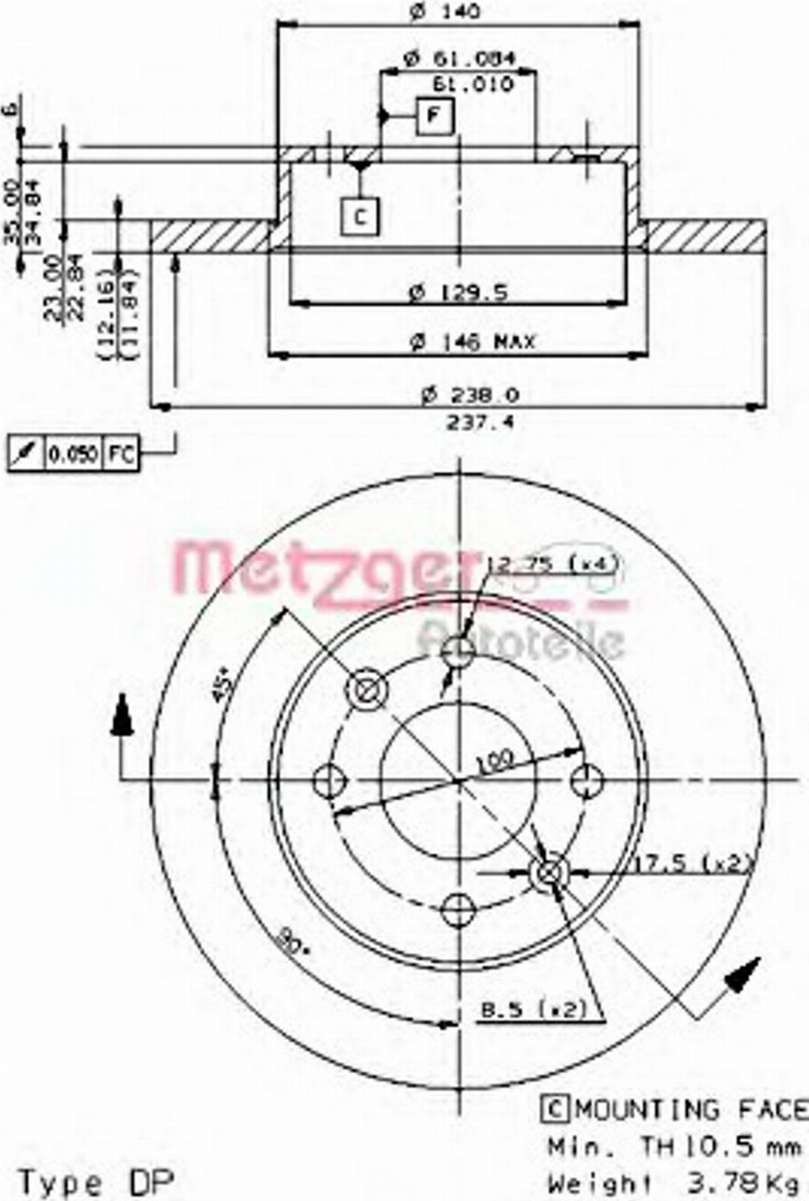 Metzger 14068E - Bremžu diski ps1.lv