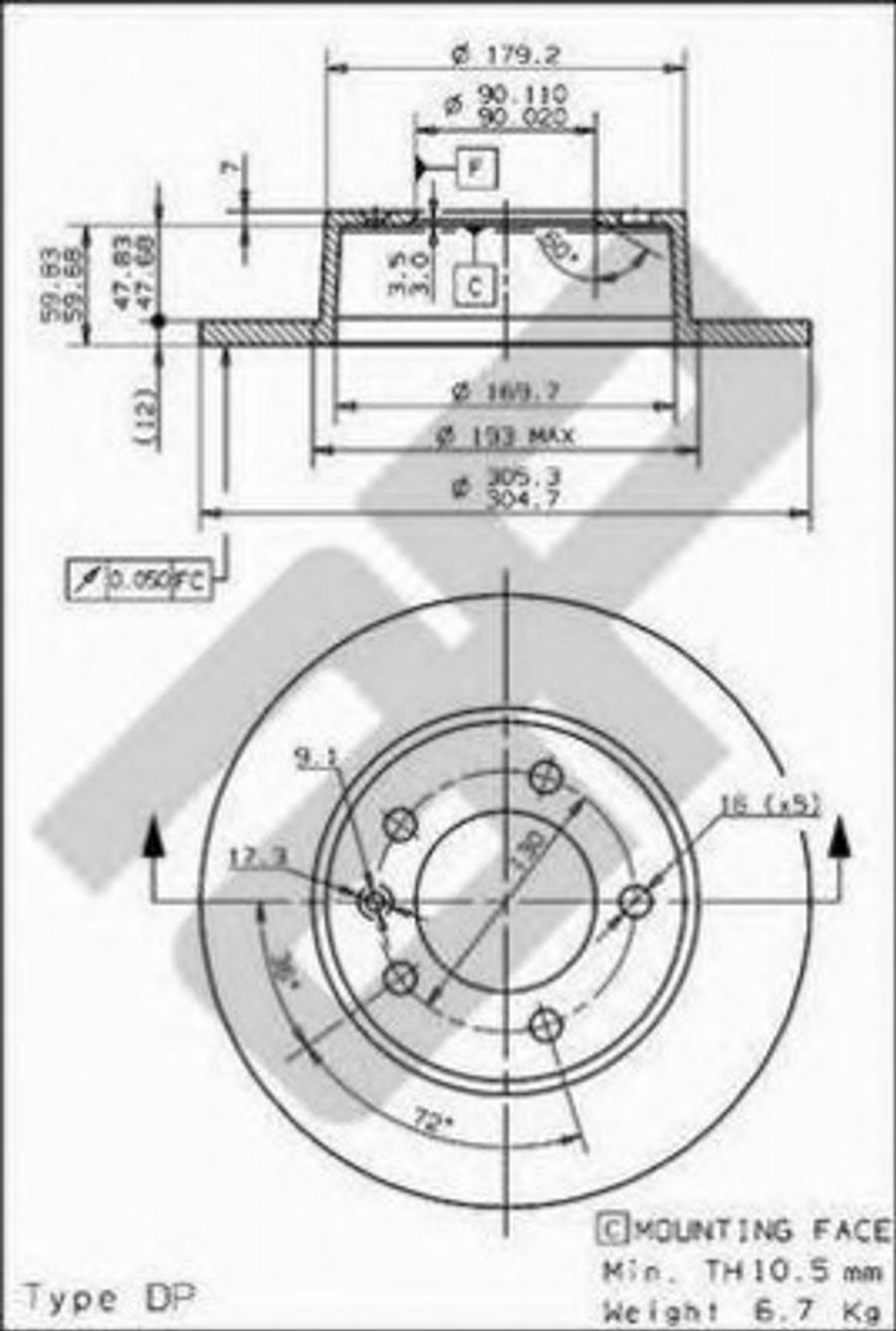 Metzger 14825 - Bremžu diski ps1.lv