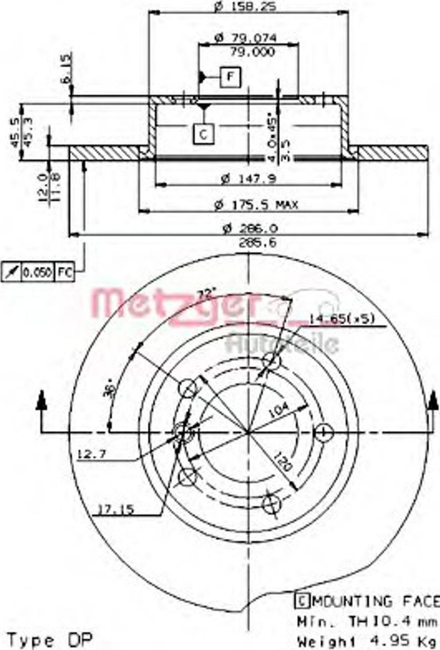 Metzger 14306 E - Bremžu diski ps1.lv