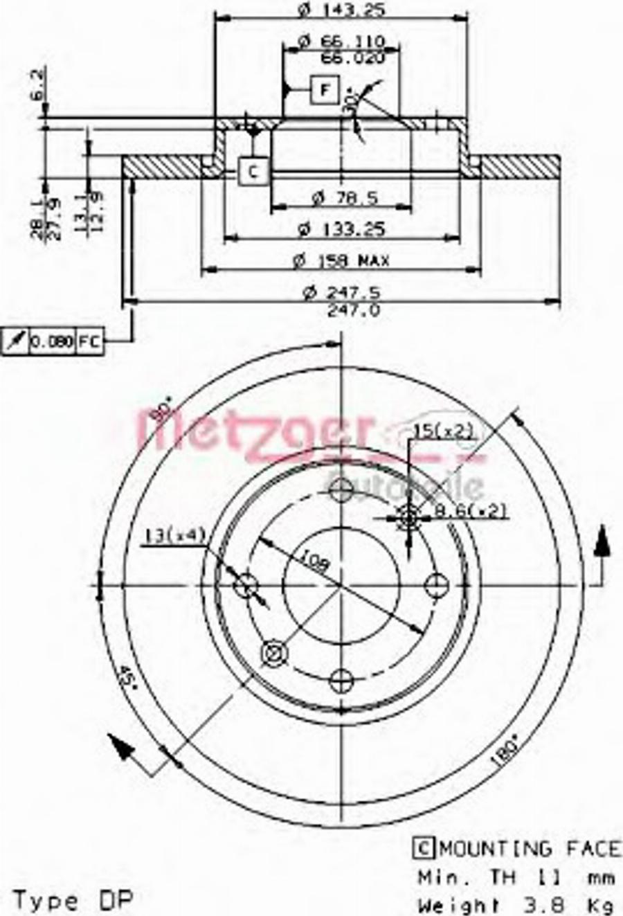 Metzger 14721E - Bremžu diski ps1.lv