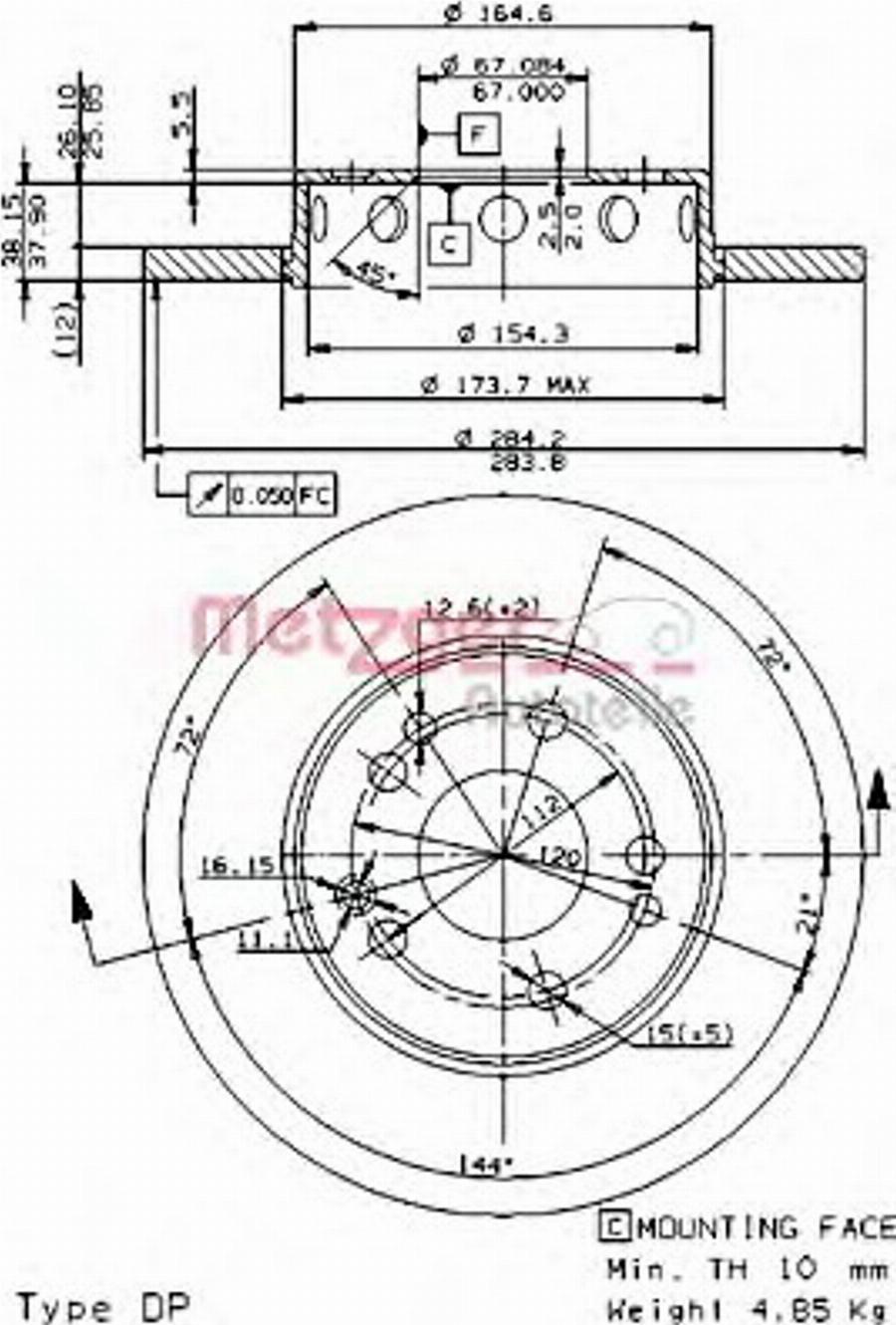 Metzger 10278E - Bremžu diski ps1.lv