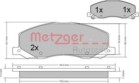 Metzger 1170468 - Bremžu uzliku kompl., Disku bremzes ps1.lv