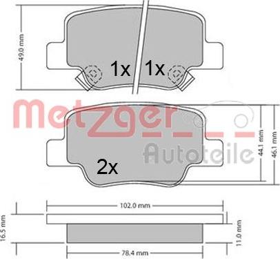 Metzger 1170410 - Bremžu uzliku kompl., Disku bremzes ps1.lv