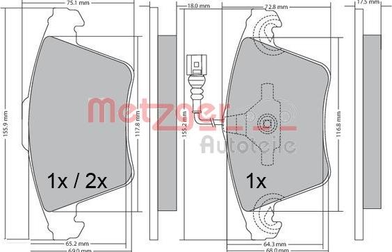 Metzger 1170422 - Bremžu uzliku kompl., Disku bremzes ps1.lv