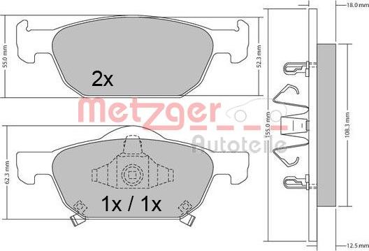 Metzger 1170594 - Bremžu uzliku kompl., Disku bremzes ps1.lv