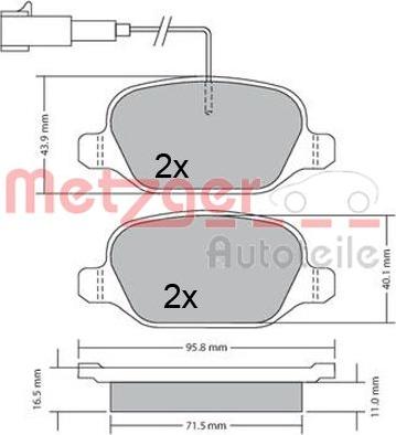 Metzger 1170555 - Bremžu uzliku kompl., Disku bremzes ps1.lv