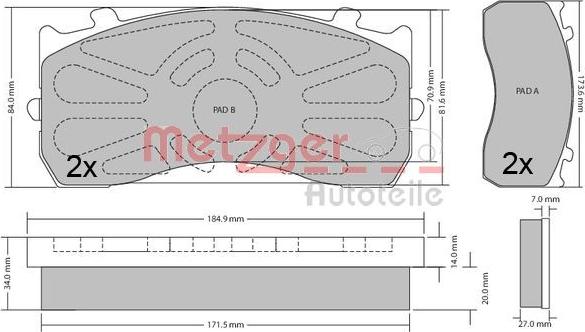 Metzger 1170525 - Bremžu uzliku kompl., Disku bremzes ps1.lv