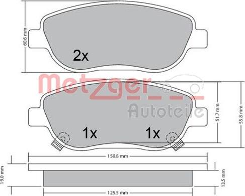 Metzger 1170658 - Bremžu uzliku kompl., Disku bremzes ps1.lv