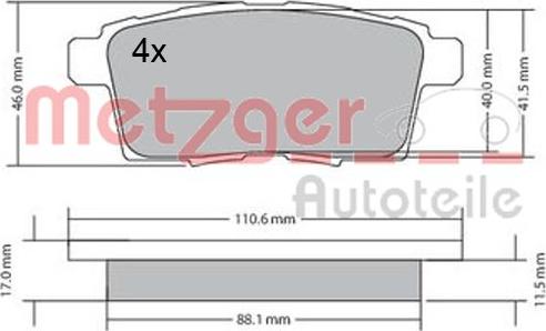 Metzger 1170686 - Bremžu uzliku kompl., Disku bremzes ps1.lv